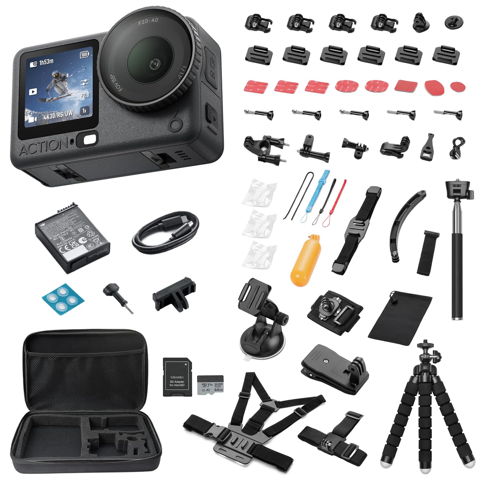 DJI Osmo Action 6 Essential Combo, with 58 Piece Accessory Kit +
